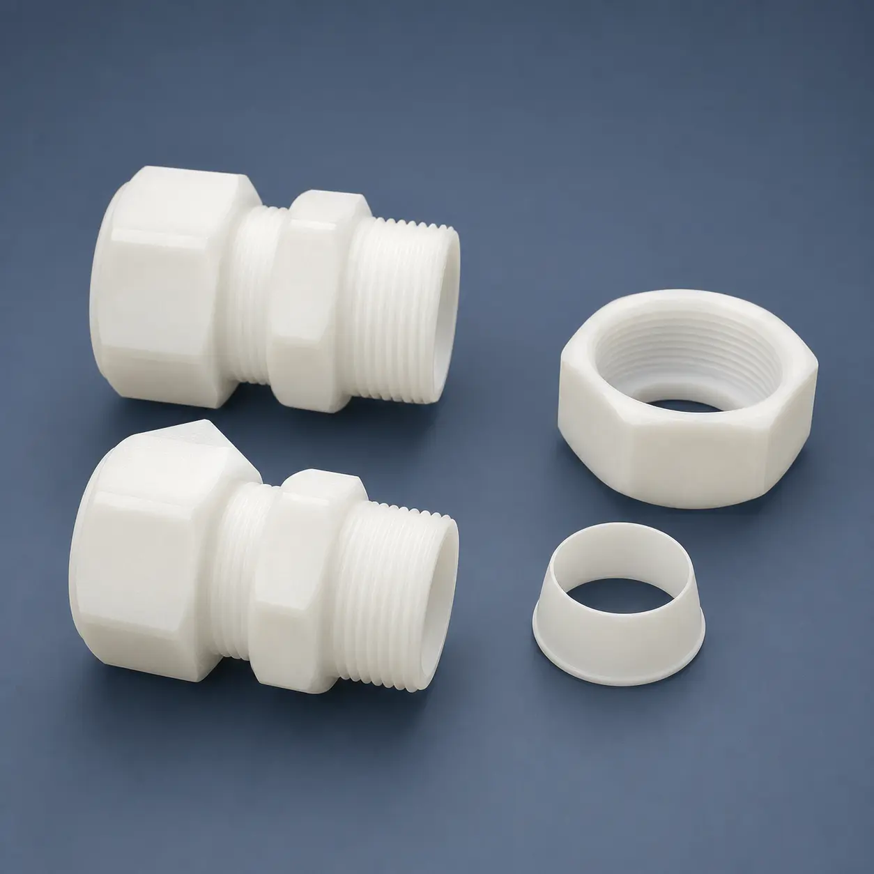 PTFE Straight Union — custom PTFE & fluoropolymer product from TOP PTFE & Fluoropolymer Manufacturer