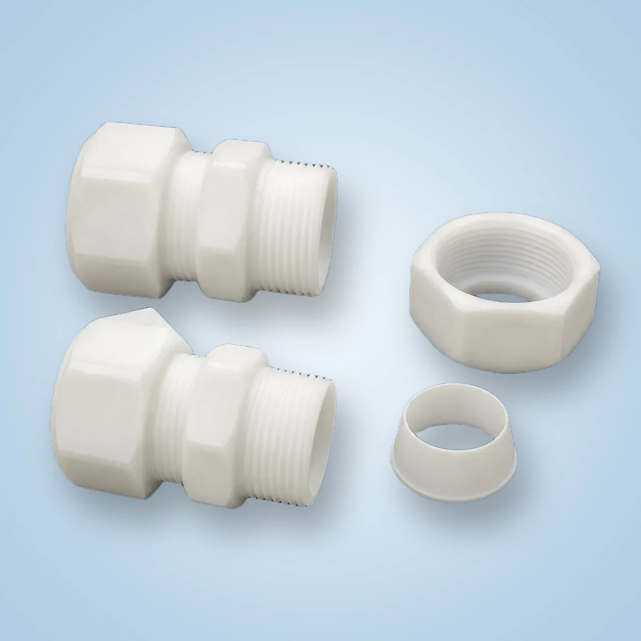 PTFE Straight Union — custom PTFE & fluoropolymer product from TOP PTFE & Fluoropolymer Manufacturer